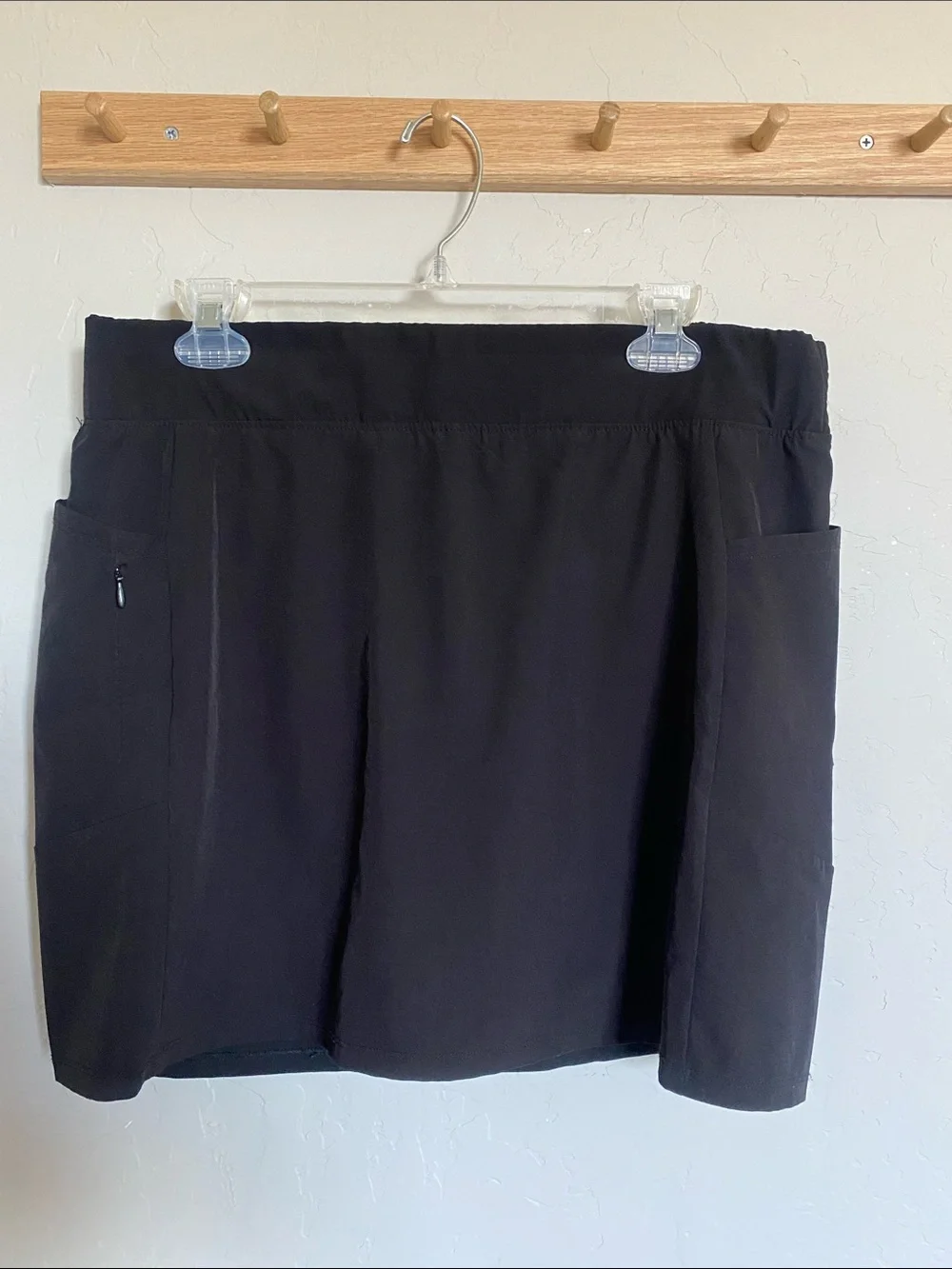 RBX Women's Athletic Straight Skort Black Pull On Pockets Stretch Size L/G